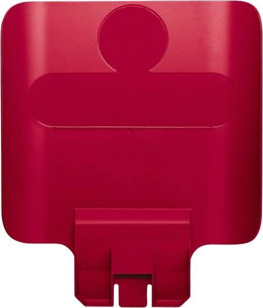 Rubbermaid - Square Lid for Use with 23 Gal Rectangular Recycle Containers - Red, Polypropylene, For Slim Jim Trash Cans - Americas Industrial Supply