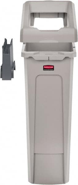 Rubbermaid - Square Lid for Use with 23 Gal Rectangular Recycle Containers - Gray, Polypropylene, For Slim Jim Trash Cans - Americas Industrial Supply