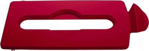 Rubbermaid - Rectangle Lid for Use with 23 Gal Rectangular Recycle Containers - Red, Polypropylene, For Slim Jim Trash Cans - Americas Industrial Supply