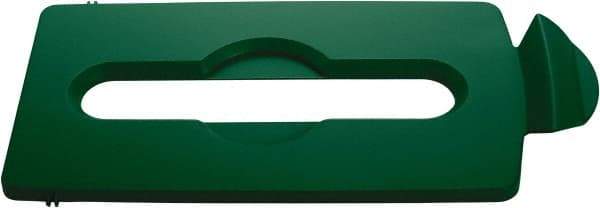 Rubbermaid - Rectangle Lid for Use with 23 Gal Rectangular Recycle Containers - Green, Polypropylene, For Slim Jim Trash Cans - Americas Industrial Supply