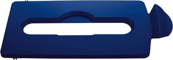 Rubbermaid - Rectangle Lid for Use with 23 Gal Rectangular Recycle Containers - Blue, Polypropylene, For Slim Jim Trash Cans - Americas Industrial Supply