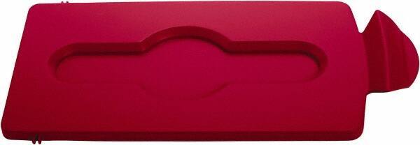 Rubbermaid - Rectangle Lid for Use with 23 Gal Rectangular Recycle Containers - Red, Polypropylene, For Slim Jim Trash Cans - Americas Industrial Supply