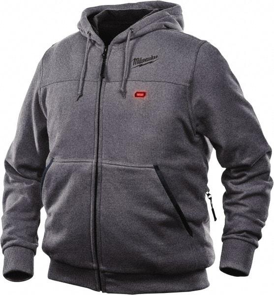 Milwaukee Tool - Size L Heated Sweatshirt - Gray, Polyester, Zipper Closure, 42 to 44" Chest - Americas Industrial Supply