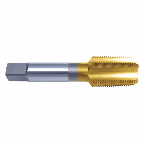 ‎1/4-18 NPTF 4 Flute HSS Medium Hook Taper CNC Extra Length Taper Pipe Tap- TiN - Exact Industrial Supply