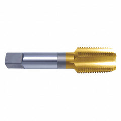 ‎1/8-27 NPTF 4 Flute HSS Medium Hook Taper CNC Extra Length Taper Pipe Tap- TiN - Exact Industrial Supply