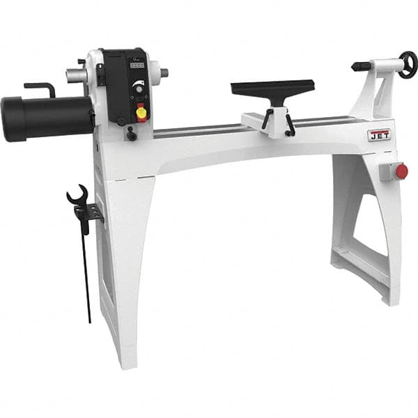 Jet - 18-1/2" Swing, 40" Distance Between Center, Woodworking Lathe - 2MT Headstock, 40 to 3,200 RPM, 4" Quill Travel - Americas Industrial Supply