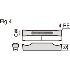 Grooving Insert: GCM6004GA H10, Solid Carbide Uncoated, Neutral, 6 mm Cutting Width, 25 mm Max Depth, Series GND