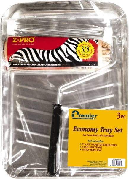 Premier Paint Roller - 3/8" Nap, Wall Paint Roller Set - 10" Wide, Steel Frame, Includes Paint Tray, Roller Cover & Frame - Americas Industrial Supply