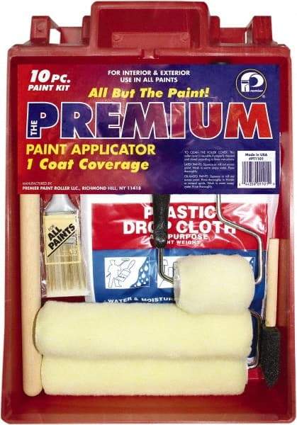 Premier Paint Roller - 1/2" Nap, Wall Paint Roller Set - 10" Wide, Steel Frame, Includes Paint Tray, Roller Cover & Frame - Americas Industrial Supply