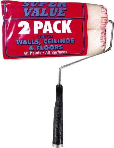 Premier Paint Roller - 12" Long, 3/8" Nap, Wall Roller & Frame Combo - 9" Wide, Plastic Frame, Includes Roller Cover & Frame - Americas Industrial Supply