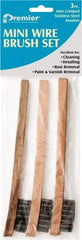 Premier Paint Roller - 3 Piece Stainless Steel Surface Preparation Wire Brush - 1/2" Bristle Length, 1/2" Wide, 8" OAL, Wood Block, Straight Wood Handle - Americas Industrial Supply