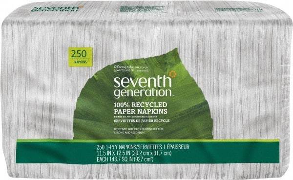 Seventh Generation - 12-1/2" Long x 11-1/2" Wide, Paper Napkins - 1 Ply, White - Americas Industrial Supply