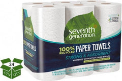 Seventh Generation - Perforated Roll of 2 Ply White Paper Towels - 11" Wide, No Added Dyes or Fragrances, 100% Recycled - Americas Industrial Supply