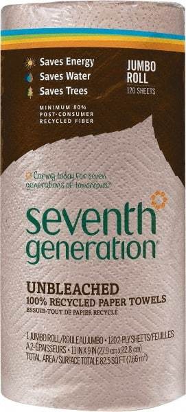 Seventh Generation - Perforated Roll of 2 Ply Brown Paper Towels - 11" Wide, Unbleached, 100% Recycled - Americas Industrial Supply