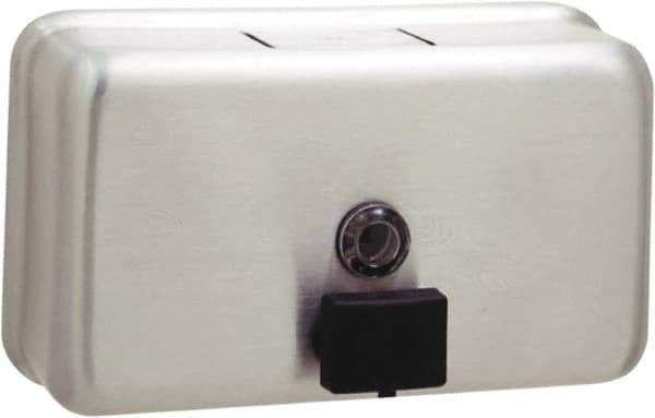 Bobrick - 40 oz Liquid Hand Soap Dispenser - Stainless Steel, Wall Mounted, Silver - Americas Industrial Supply