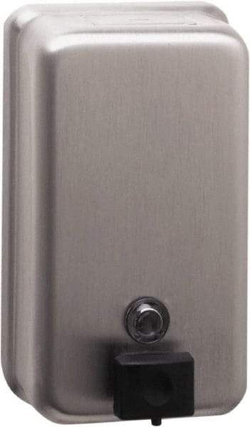 Bobrick - 40 oz Liquid Hand Soap Dispenser - Stainless Steel, Wall Mounted, Silver - Americas Industrial Supply