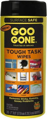 Goo Gone - Pre-Moistened General Purpose Wipes - Canister, 7" x 8" Sheet Size, White - Americas Industrial Supply