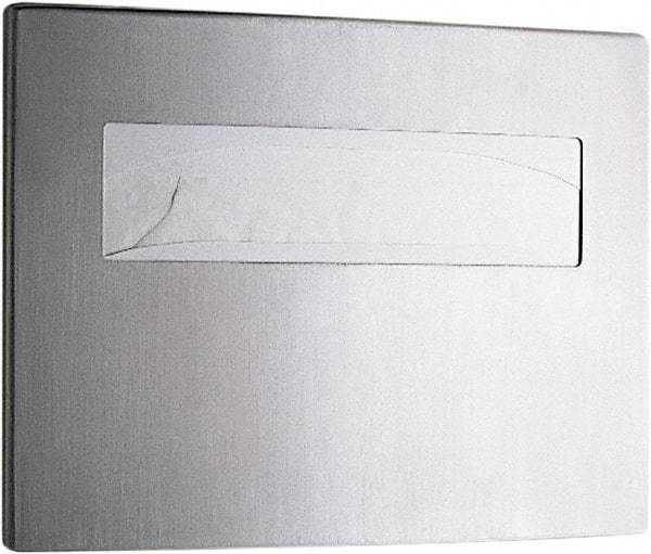 Bobrick - 250 Capacity Satin Stainless Steel Finish Stainless Steel Toilet Seat Cover Dispenser - 11-1/4" High x 15-3/4" Wide 2-/4" Deep, Holds 2 Half Fold Sleeves - Americas Industrial Supply