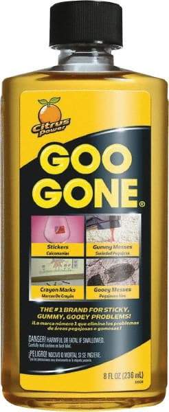Goo Gone - 8 oz Bottle Adhesive Remover - Removes Adhesives, Gum, Tar, Crayon, Scuff Marks, Wax, Sap - Americas Industrial Supply