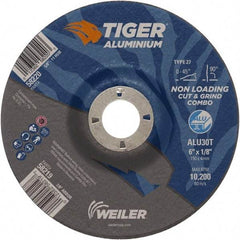 Weiler - 6" 30 Grit Aluminum Oxide/Silicon Carbide Blend Cutoff Wheel - 1/8" Thick, 7/8" Arbor, 10,200 Max RPM, Use with Angle Grinders - Americas Industrial Supply