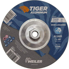 Weiler - 7" 60 Grit Aluminum Oxide/Silicon Carbide Blend Cutoff Wheel - 0.06" Thick, 5/8-11 Arbor, 8,500 Max RPM, Use with Angle Grinders - Americas Industrial Supply