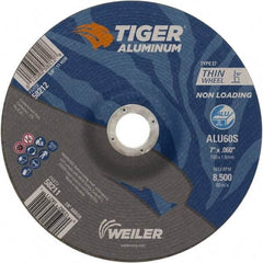 Weiler - 7" 60 Grit Aluminum Oxide/Silicon Carbide Blend Cutoff Wheel - 0.06" Thick, 7/8" Arbor, 8,500 Max RPM, Use with Angle Grinders - Americas Industrial Supply