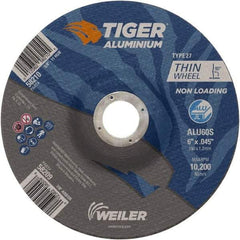 Weiler - 6" 60 Grit Aluminum Oxide/Silicon Carbide Blend Cutoff Wheel - 0.045" Thick, 7/8" Arbor, 10,200 Max RPM, Use with Angle Grinders - Americas Industrial Supply