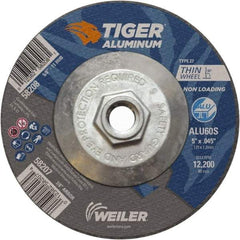 Weiler - 5" 60 Grit Aluminum Oxide/Silicon Carbide Blend Cutoff Wheel - 0.045" Thick, 5/8-11 Arbor, 12,200 Max RPM, Use with Angle Grinders - Americas Industrial Supply