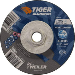 Weiler - 4-1/2" 60 Grit Aluminum Oxide/Silicon Carbide Blend Cutoff Wheel - 0.045" Thick, 5/8-11 Arbor, 13,300 Max RPM, Use with Angle Grinders - Americas Industrial Supply