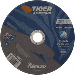 Weiler - 7" 60 Grit Aluminum Oxide/Silicon Carbide Blend Cutoff Wheel - 0.06" Thick, 7/8" Arbor, 8,500 Max RPM, Use with Angle Grinders - Americas Industrial Supply
