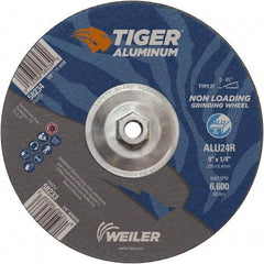 Weiler - 9" 24 Grit Aluminum Oxide/Silicon Carbide Blend Cutoff Wheel - 1/4" Thick, 5/8-11 Arbor, 6,600 Max RPM, Use with Angle Grinders - Americas Industrial Supply