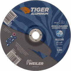 Weiler - 9" 24 Grit Aluminum Oxide/Silicon Carbide Blend Cutoff Wheel - 1/4" Thick, 7/8" Arbor, 6,600 Max RPM, Use with Angle Grinders - Americas Industrial Supply