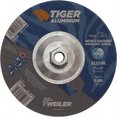 Weiler - 7" 24 Grit Aluminum Oxide/Silicon Carbide Blend Cutoff Wheel - 1/4" Thick, 5/8-11 Arbor, 8,500 Max RPM, Use with Angle Grinders - Americas Industrial Supply