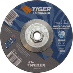 Weiler - 6" 24 Grit Aluminum Oxide/Silicon Carbide Blend Cutoff Wheel - 1/4" Thick, 5/8-11 Arbor, 10,200 Max RPM, Use with Angle Grinders - Americas Industrial Supply