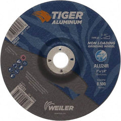 Weiler - 7" 24 Grit Aluminum Oxide/Silicon Carbide Blend Cutoff Wheel - 1/4" Thick, 7/8" Arbor, 8,500 Max RPM, Use with Angle Grinders - Americas Industrial Supply