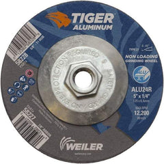 Weiler - 5" 24 Grit Aluminum Oxide/Silicon Carbide Blend Cutoff Wheel - 1/4" Thick, 5/8-11 Arbor, 12,200 Max RPM, Use with Angle Grinders - Americas Industrial Supply