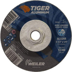 Weiler - 4-1/2" 24 Grit Aluminum Oxide/Silicon Carbide Blend Cutoff Wheel - 1/4" Thick, 5/8-11 Arbor, 13,300 Max RPM, Use with Angle Grinders - Americas Industrial Supply
