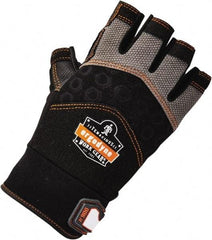 Ergodyne - Size XL (10) Polyester Blend Work Gloves - Palm Coated, Hook & Loop Cuff, Half Fingered, Black, Paired - Americas Industrial Supply