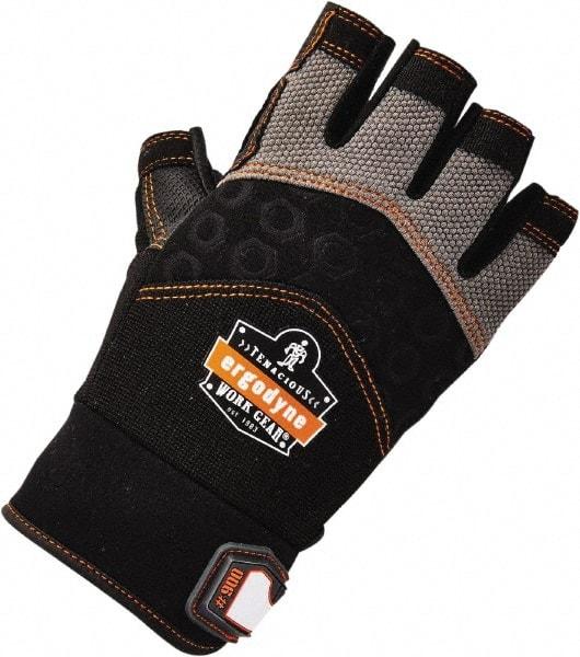 Ergodyne - Size 2XL (11) Polyester Blend Work Gloves - Palm Coated, Hook & Loop Cuff, Half Fingered, Black, Paired - Americas Industrial Supply
