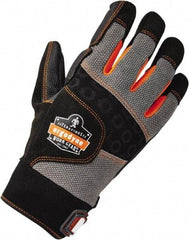Ergodyne - Size M (8) Polyester Blend Work Gloves - Palm & Fingers Coated, Hook & Loop Cuff, Full Fingered, Black, Paired - Americas Industrial Supply