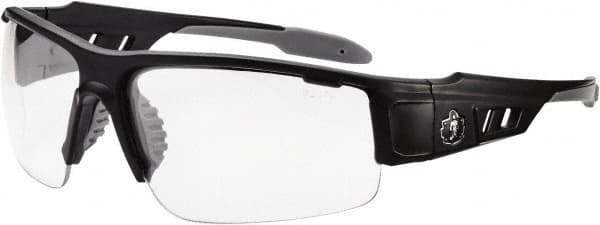 Ergodyne - Clear Lenses, Framed Safety Glasses - Anti-Fog, Matte Black Frame, Size Universal, Wrap Around - Americas Industrial Supply