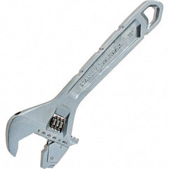 Stanley - 1-1/4" Jaw Capacity, 10" Ratcheting Adjustable Wrench - Steel, Chrome Finish, 10" OAL - Americas Industrial Supply