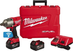 Milwaukee Tool - 3/4" Drive 18 Volt Pistol Grip Cordless Impact Wrench & Ratchet - 1,800 RPM, 0 to 2,400 BPM, 1,500 Ft/Lb Torque, 2 Lithium-Ion Batteries Included - Americas Industrial Supply