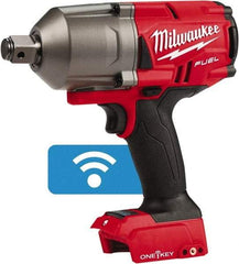 Milwaukee Tool - 3/4" Drive 18 Volt Pistol Grip Cordless Impact Wrench & Ratchet - 1,800 RPM, 0 to 2,400 BPM, 1,500 Ft/Lb Torque, Lithium-Ion Batteries Not Included - Americas Industrial Supply