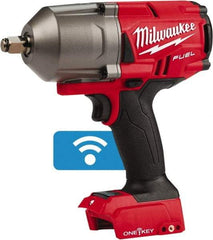 Milwaukee Tool - 1/2" Drive 18 Volt Pistol Grip Cordless Impact Wrench & Ratchet - 1,750 RPM, 0 to 2,100 BPM, 1,400 Ft/Lb Torque, Lithium-Ion Batteries Not Included - Americas Industrial Supply