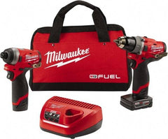 Milwaukee Tool - 12 Volt Cordless Tool Combination Kit - Includes 1/2" Brushless Hammer Drill/Driver & 1/4" Hex Impact Driver, Lithium-Ion Battery Included - Americas Industrial Supply