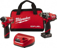 Milwaukee Tool - 12 Volt Cordless Tool Combination Kit - Includes 1/2" Compact Drill/Driver & 1/4" Hex Impact Driver, Lithium-Ion Battery Included - Americas Industrial Supply