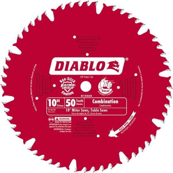 Freud - 10" Blade Diam, 50 Teeth, Carbide-Tipped Cold Saw Blade - 1" Arbor Hole Diam, 0.071" Blade Thickness - Americas Industrial Supply