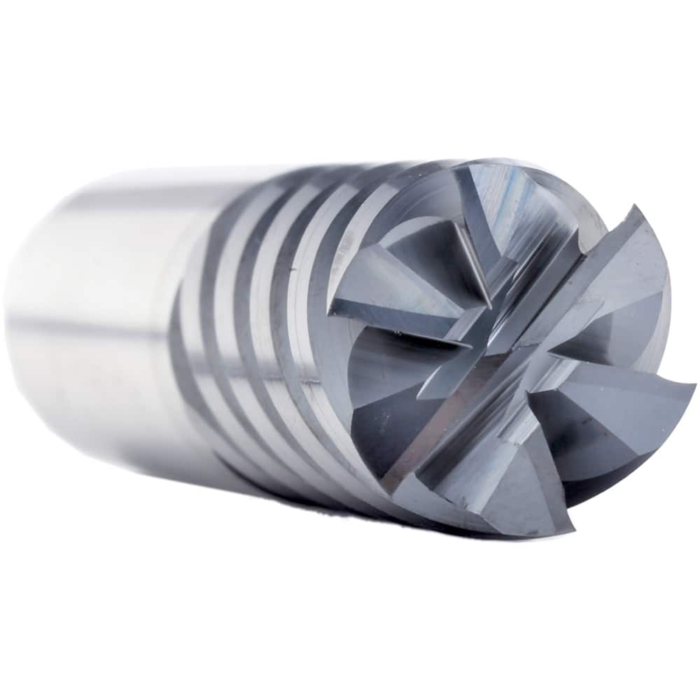 Corner Radius End Mill: 7/16″ Dia, 1″ LOC, 0.03″ Radius, 6 Flutes, Solid Carbide 2-3/4″ OAL, 7/16″ Shank Dia, 45 ° Helix, AlCrN Coated, Corner Radius End, Centercutting, Series SM6F