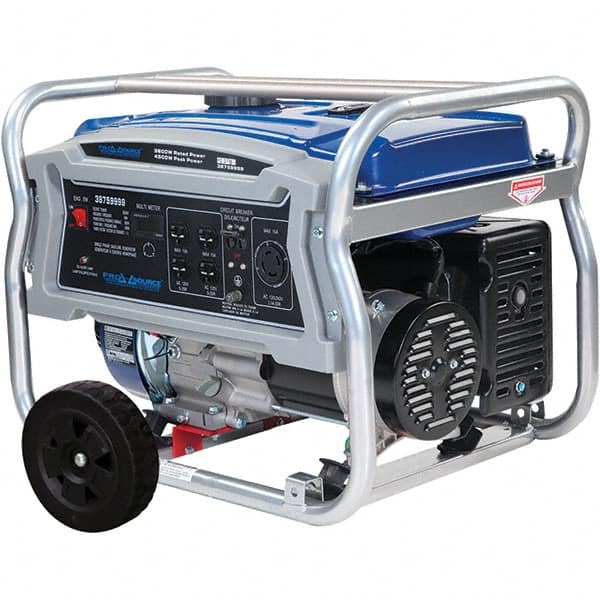 PRO-SOURCE - 7 hr Full Load Time, 3.6 kW, Pull Start, Gasoline Portable Power Generator - Exact Industrial Supply